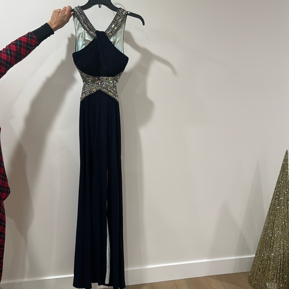 Navy bedazzled gown